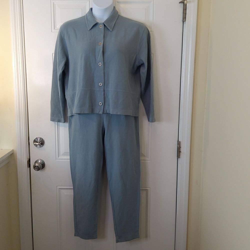 Liz Claiborne slate blue 100% cotton long sleeve pant set